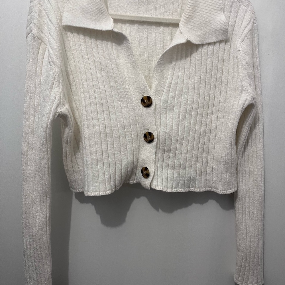Altar'd State White Ribbed Crop Top